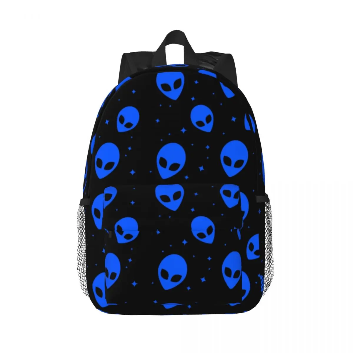 Mochila con patrón de Alien de Ciencia ficción Para hombres y mujeres, bolsa de libros para estudiantes universitarios, se adapta a bolsas para portátiles de 15 pulgadas, azul y negro