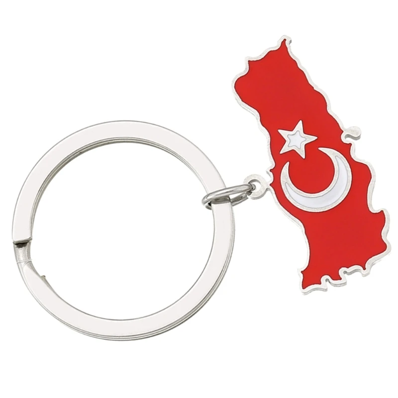Unique Türkiye Map Keys Jewelry Stainless Steel Turkey Map Keychain Turkish Keyrings Bag Ornaments for Daily Party