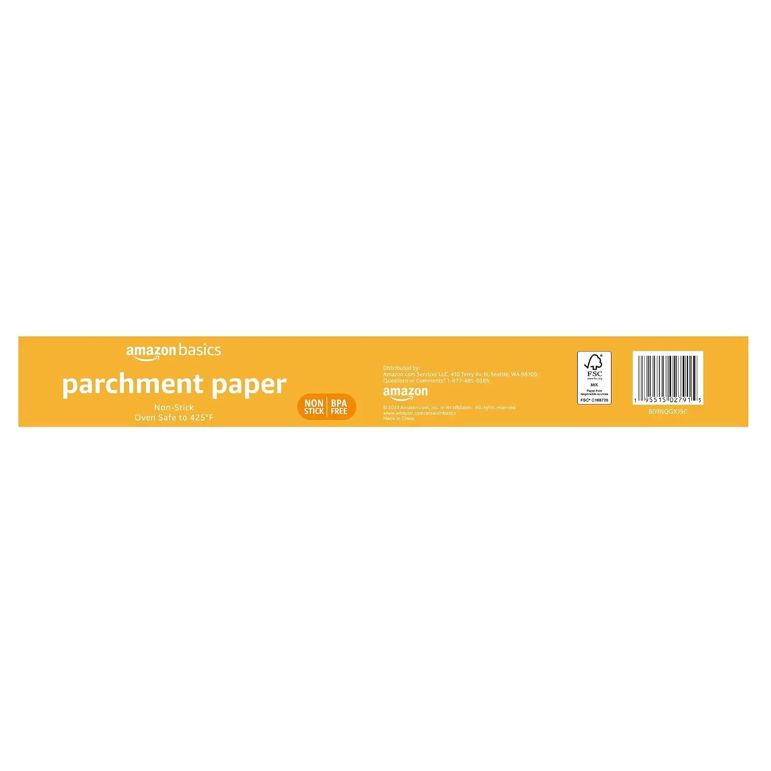 Basics Non-Stick Parchment Paper for Baking, Cooking, Oven Safe, 15 inches, 90 Sq Ft Roll, 1 Pack