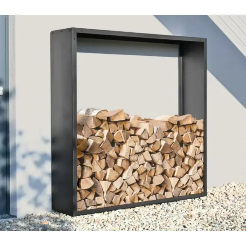 Support à bois de chauffage exquis en acier allié noir, support de bûches, rangement pour bois de chauffage, du fabricant d'origine