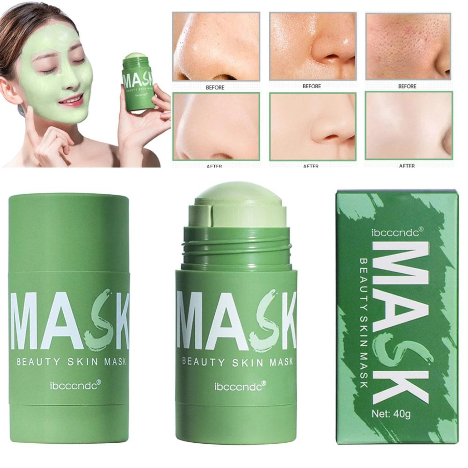 Gentle Cleansing Green Tea Mud Mask - Acne Remover and Blackheads Treatment with Oil Control - Face Mask for Clearer Skin and Po