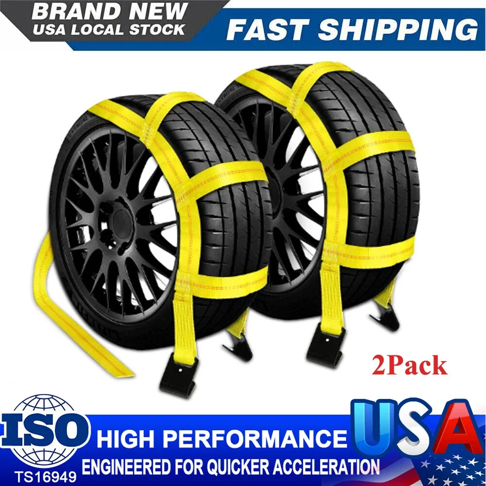 

2Pcs 14-20" 10000lbs Tow Dolly Basket Straps Tire Wheel Tie Down For Car Hauler