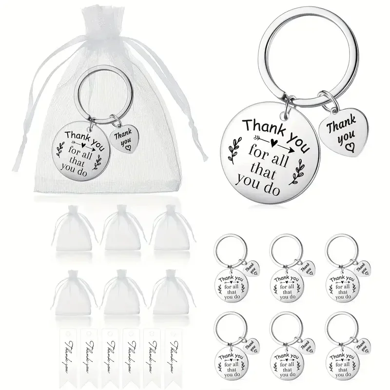 18Pcs Employee Appreciation Gifts Appreciation Keychain Thank You Cards Organza Bags for Friendship Teacher Colleague Office