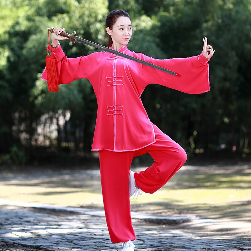 Women's Long Sleeve Tai Chi Suit Spring/Autumn Starlight Hemp Fabric Performance Qigong Martial Arts Wear for Adults