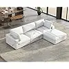 114 Inches Oversized Down Filled Sectional Sofa, 4 Seats L Shaped Comfy Couch with Chaise, Ottoman, Living Room Sofas