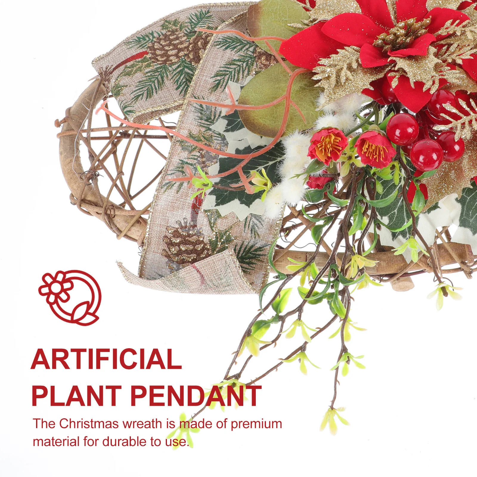 

Christmas Artificial Heart Shaped Plant Wreath Xmas Door Hanging Festival Decoration Party Scene Pendant