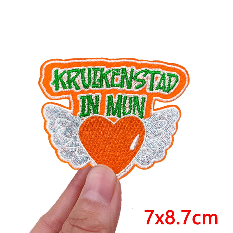 Nederland Kruikenstad embleem volledig geborduurde patch op kleding DIY Nederland carnaval opstrijkbare patches voor kledingdecoratie