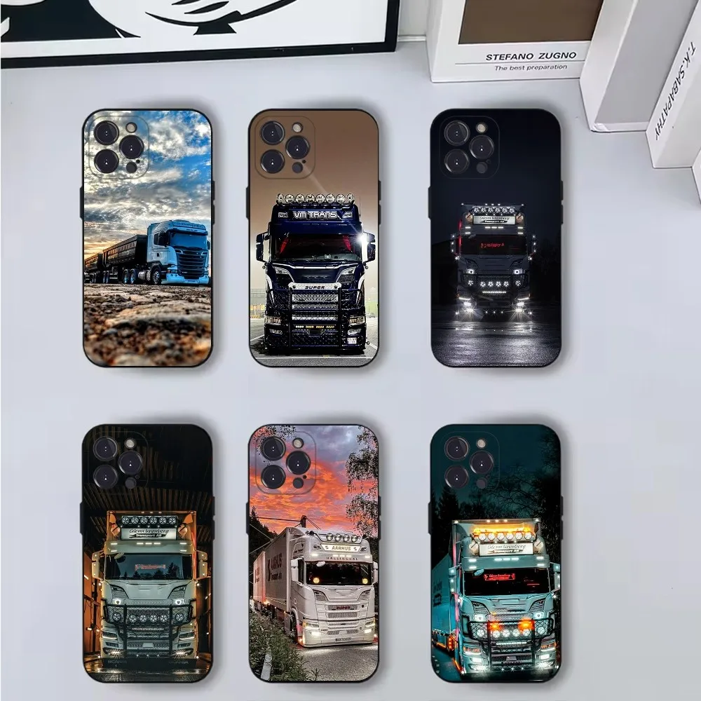 

S-SCANIA Trucks SA-AB Phone Case For iPhone 16,15,14,13,12,11,Pro,X,XS,Max,XR,Plus,Mini Soft Black Cover