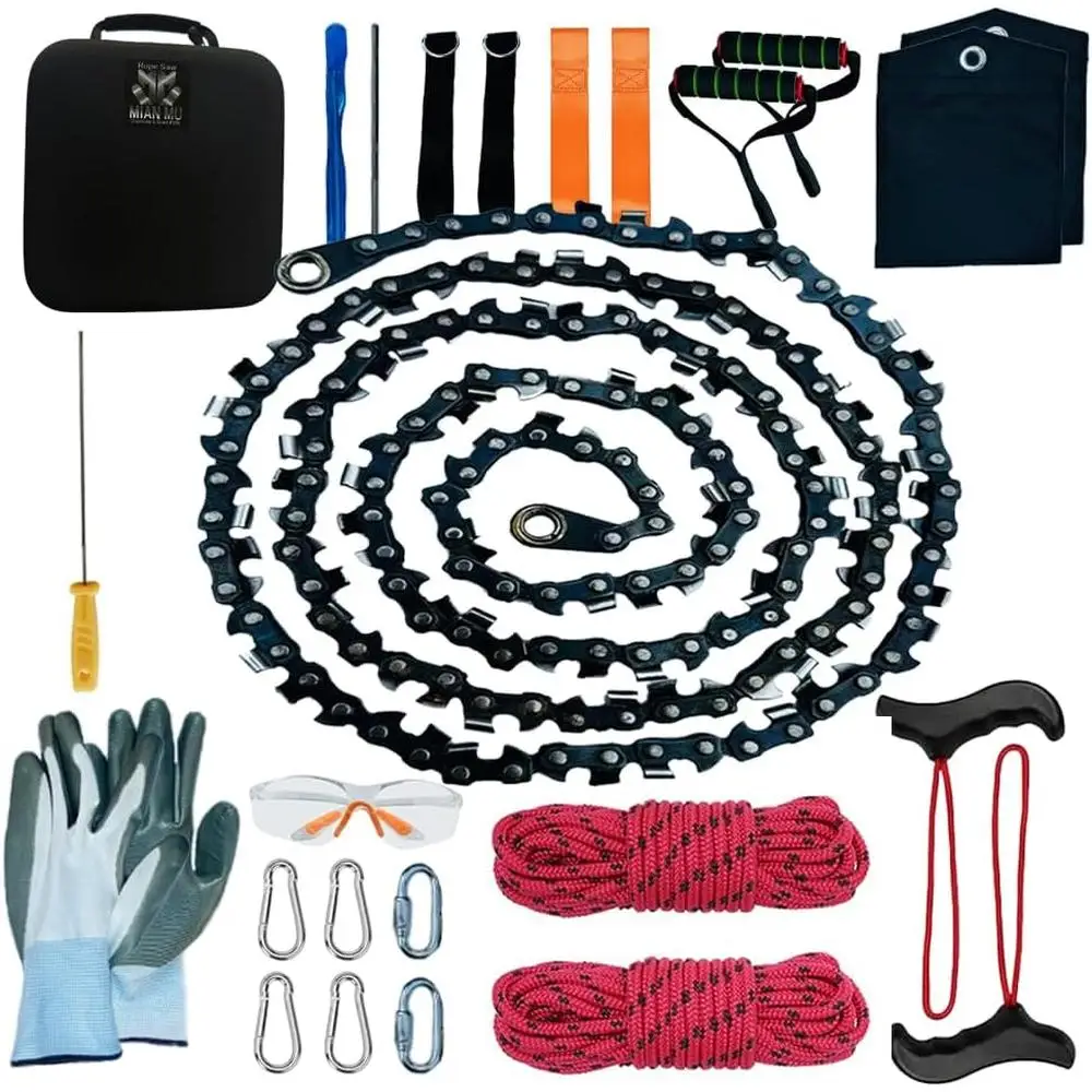 High Limb Rope Saw 55 Inch 70 Teeth Manual Chainsaw Dual Sided Tree Limb Cutting Trimming Kit with Ropes and Accessories