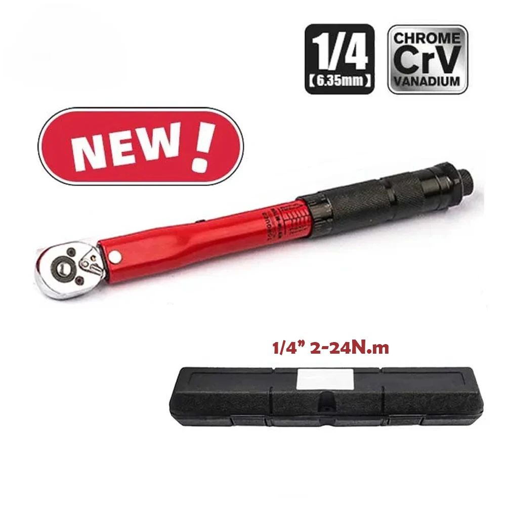 2-24N.m Torque Wrench 1/4 Precise Reversible Ratchet Torques Key Professional Bicycle Motorcycle Car Automotive Tool