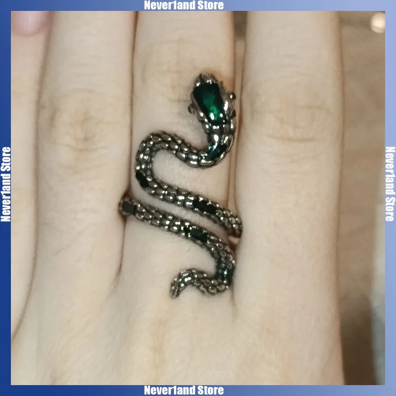 Punk Snake Rings Retro Silver Color Red Green Black Drop Glaze Open Adjustable Finger Ring Fashion Accessory Gift