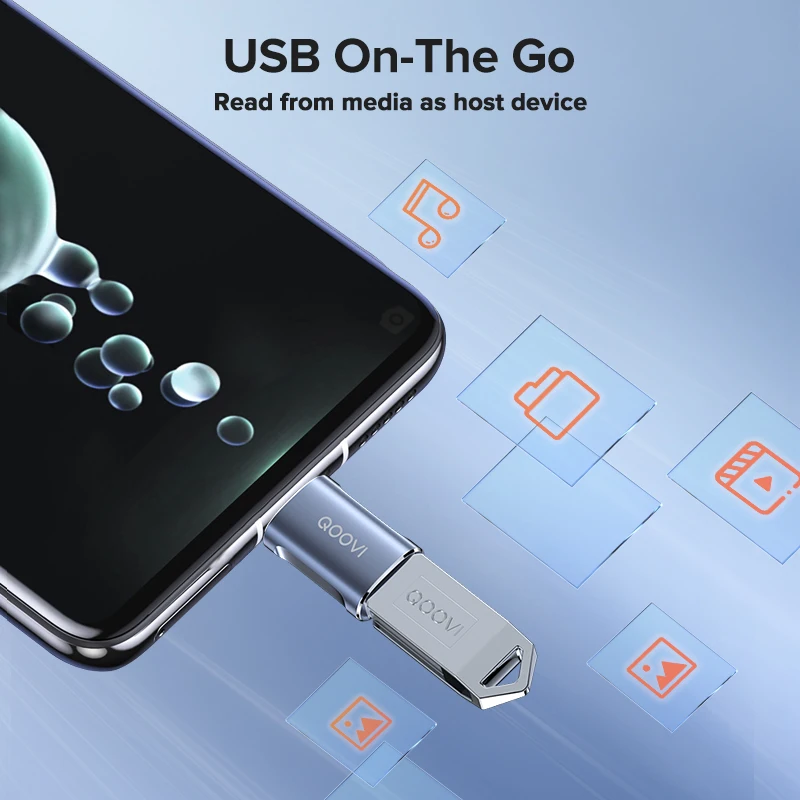 QOOVI USB 3.0 To USB Type C OTG Adapter Thunderbolt 3 Converter For Macbook Pro Samsung S21 Xiaomi Huawei USB-C OTG Connector