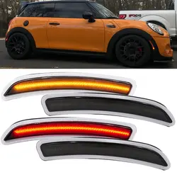 4x Smoked LED Front & Rear Side Marker Lights For Mini Cooper F55 F56 F57 2014 2015 2016 2017 2018 2019