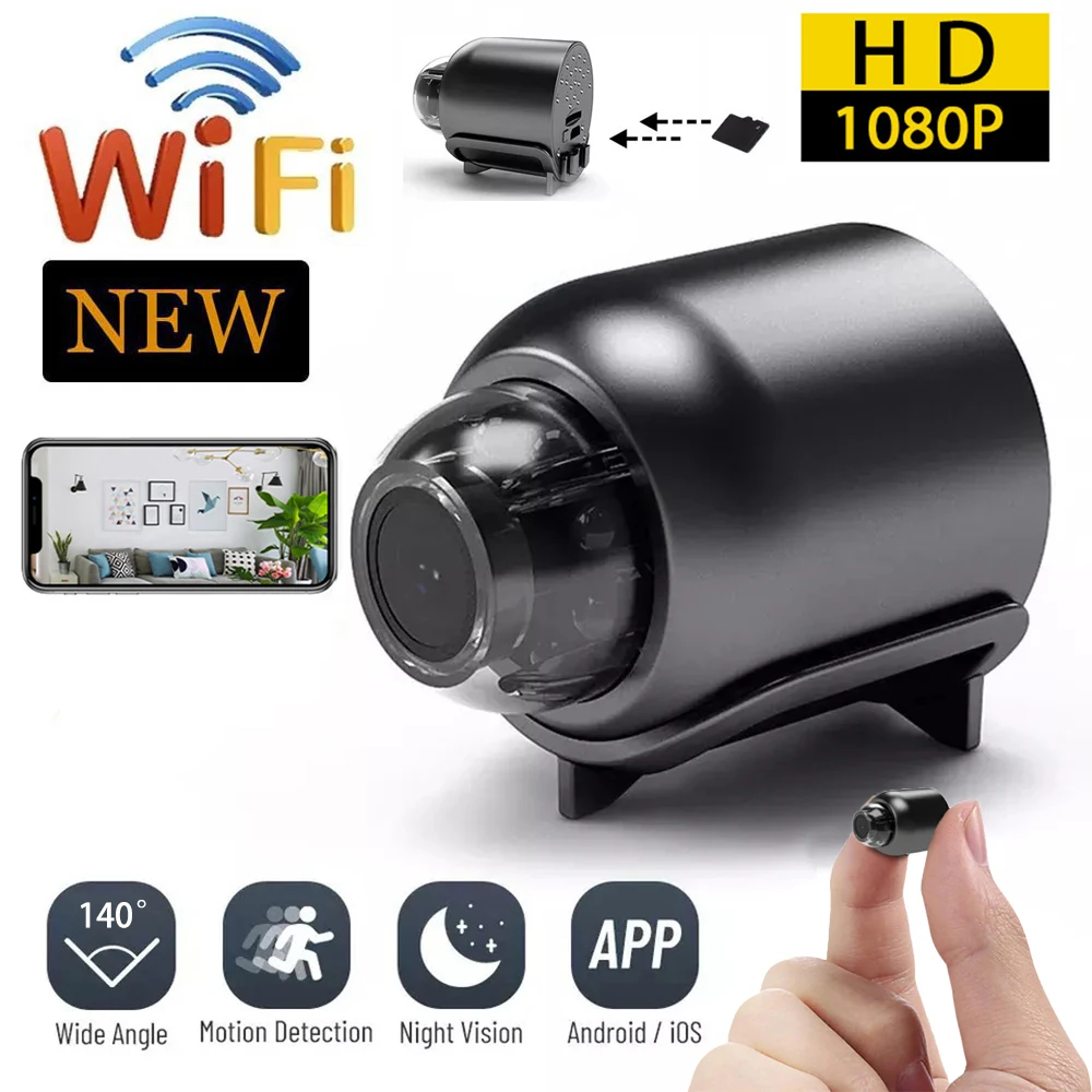 Mini WiFi Camera 1080P HD Night Vision Included Motion Sound Detector in Home Office 120 Degrees Wide Angle Micro Baby Monitor