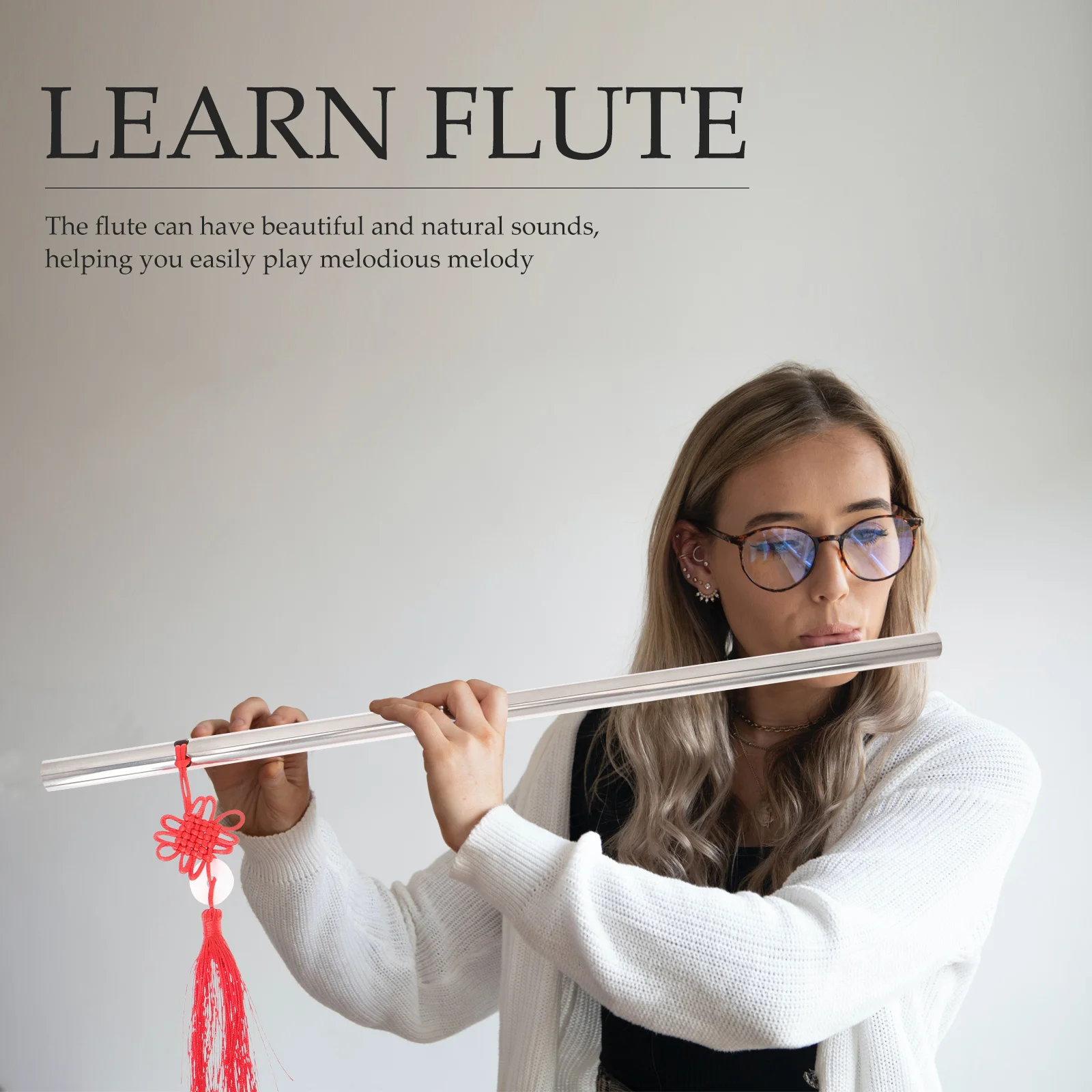 1 Set F Key Stainless Steel Flute Portable Metal Musical Instrument For Beginners Students Kids Practice Lightweight Chinese