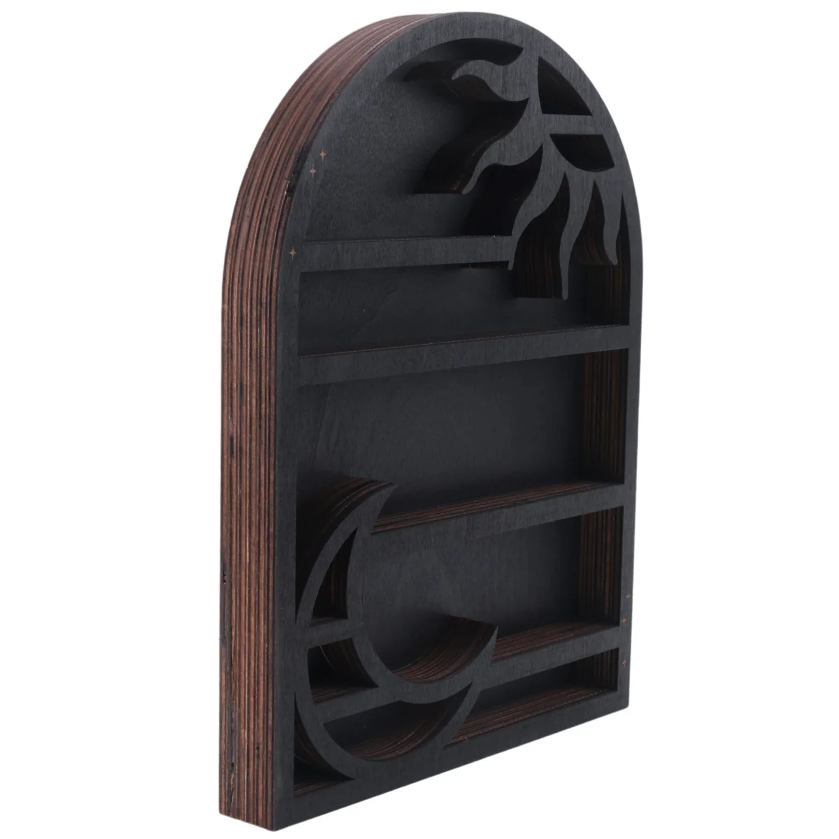 

Wood Storage Shelf - Stylish and Practical Wall Shelf, Crescent Sun and Moon Crystal Shelf