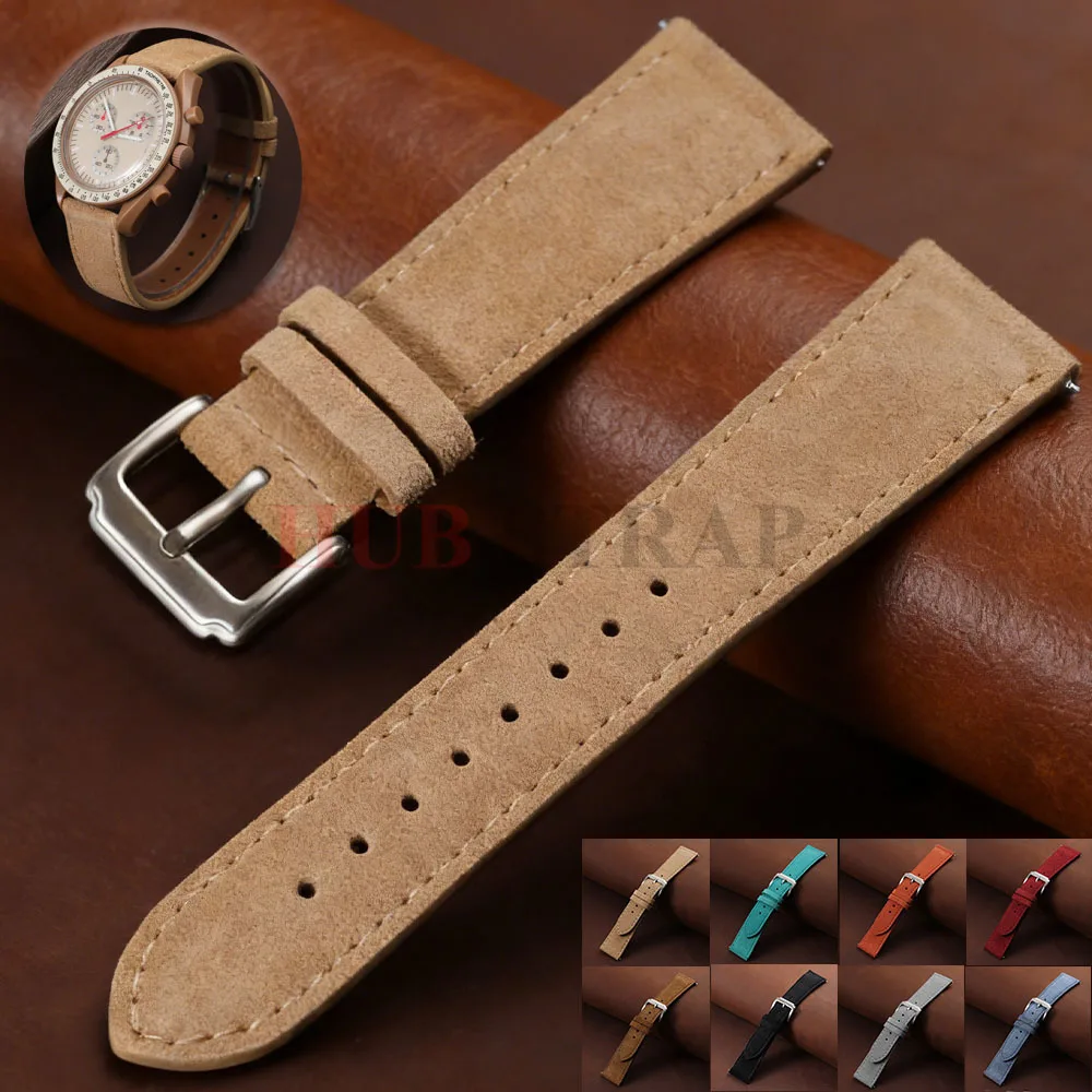 Armband 18mm 19mm 20mm 22mm Schnellverschluss Weiches Wildleder-Armband Braun Business Uhrenarmbänder Kalbsleder-Armband Damen- & Herren-Accessoires