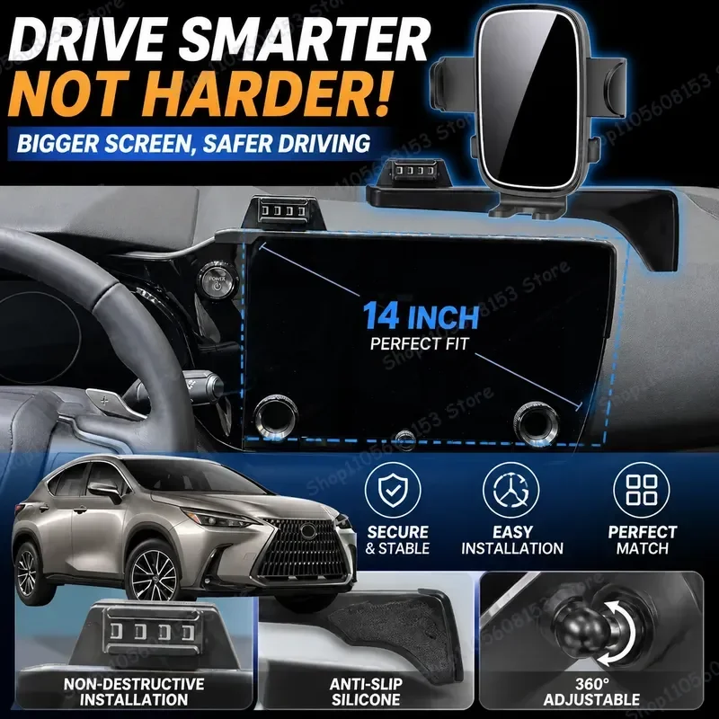 For Lexus NX 2022 2023 2024 2025 2026 Phone Mount Clip On Dashboard Air Vent Adjustable Stable Car Holder No Vibration 14in