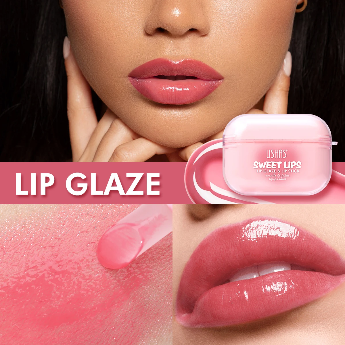 Ushas 2 - A Waterproof and Long-lasting Velvet Moisturizing Lip Gloss in Matte Finish, Lip Makeup Gift Set