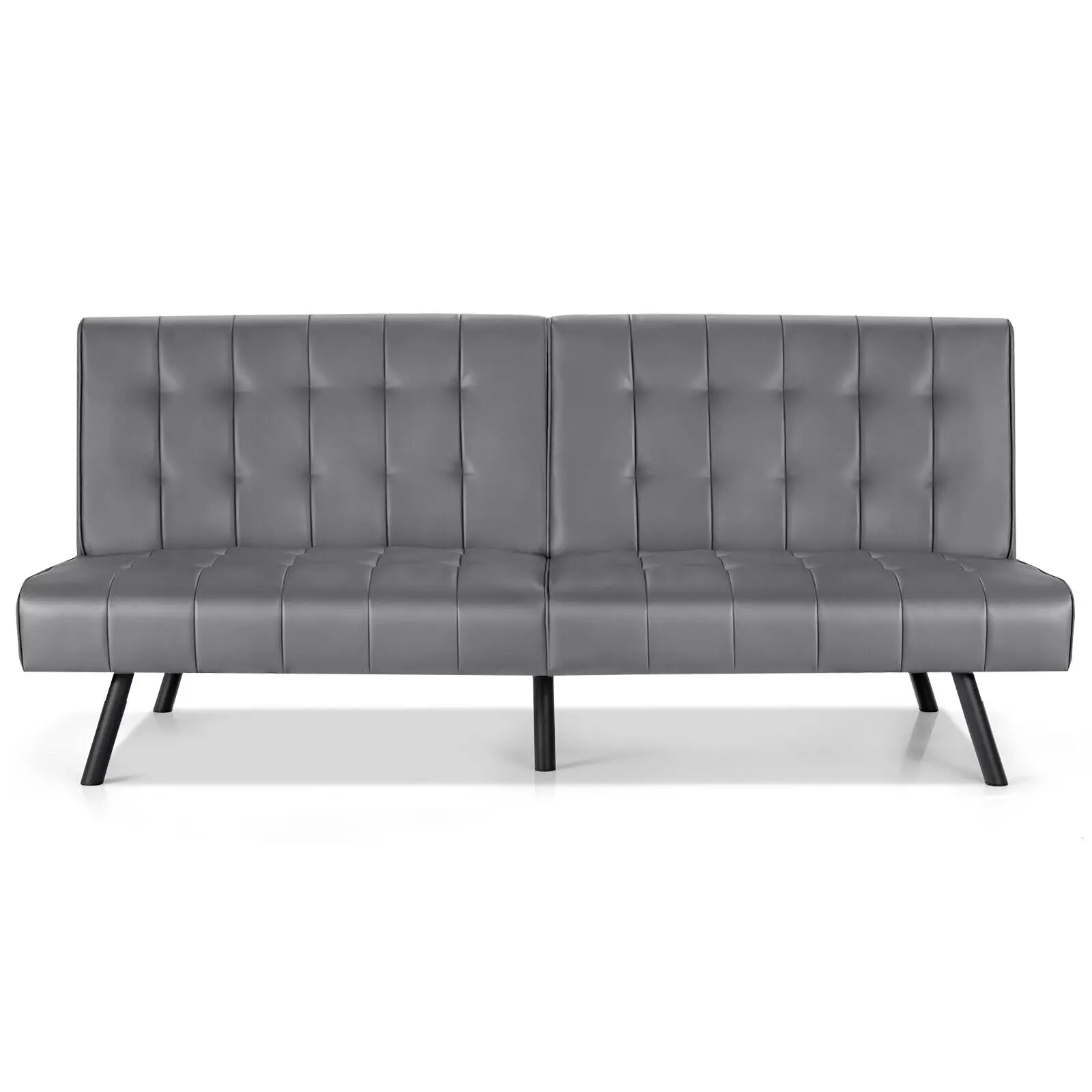 

Futon Sofa Bed PU Leather Convertible Folding Couch Sleeper Lounge Grey