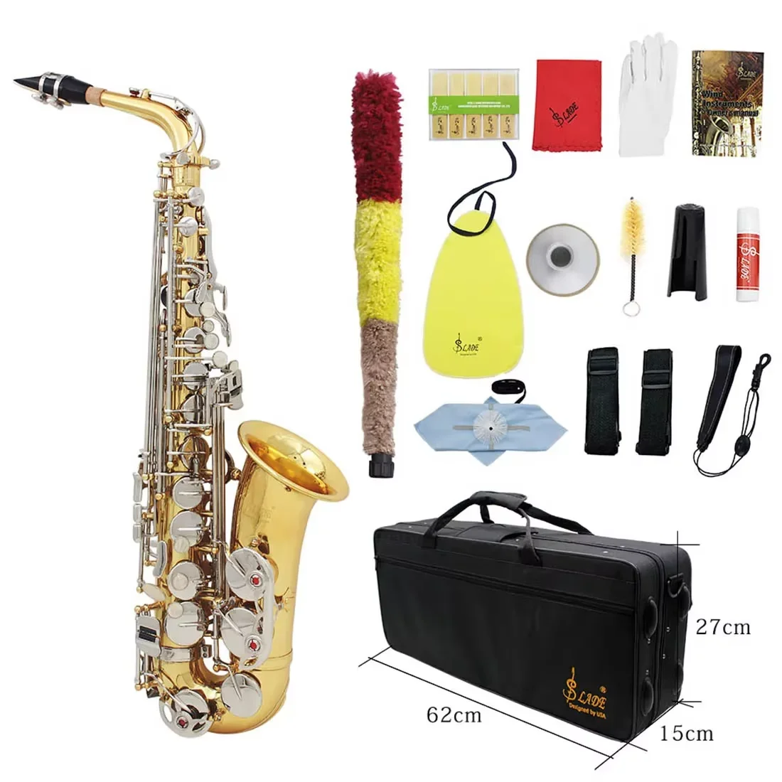 SLADE Eb Alto Saxophone White Shells Keys Brass Gold Body Sax Set With Saxophone Accessory Beginner Woodwind Instrumentss Parts