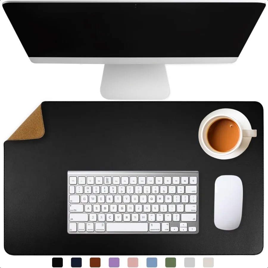 

Black Desk Mat for Desktop Large Mouse Pad 23.6x13.8 NonSlip PU Leather Laptop Cover Mats for Keyboard and Mouse Computer Desk