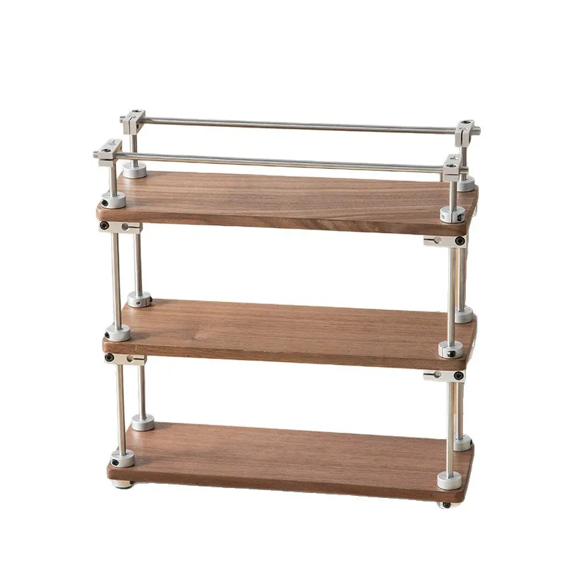 

Black Walnut Solid Wood Optical Axis Shelf Metal Industrial Wind Storage Rack Coffee Cup Cup Rack Display Rack Retro