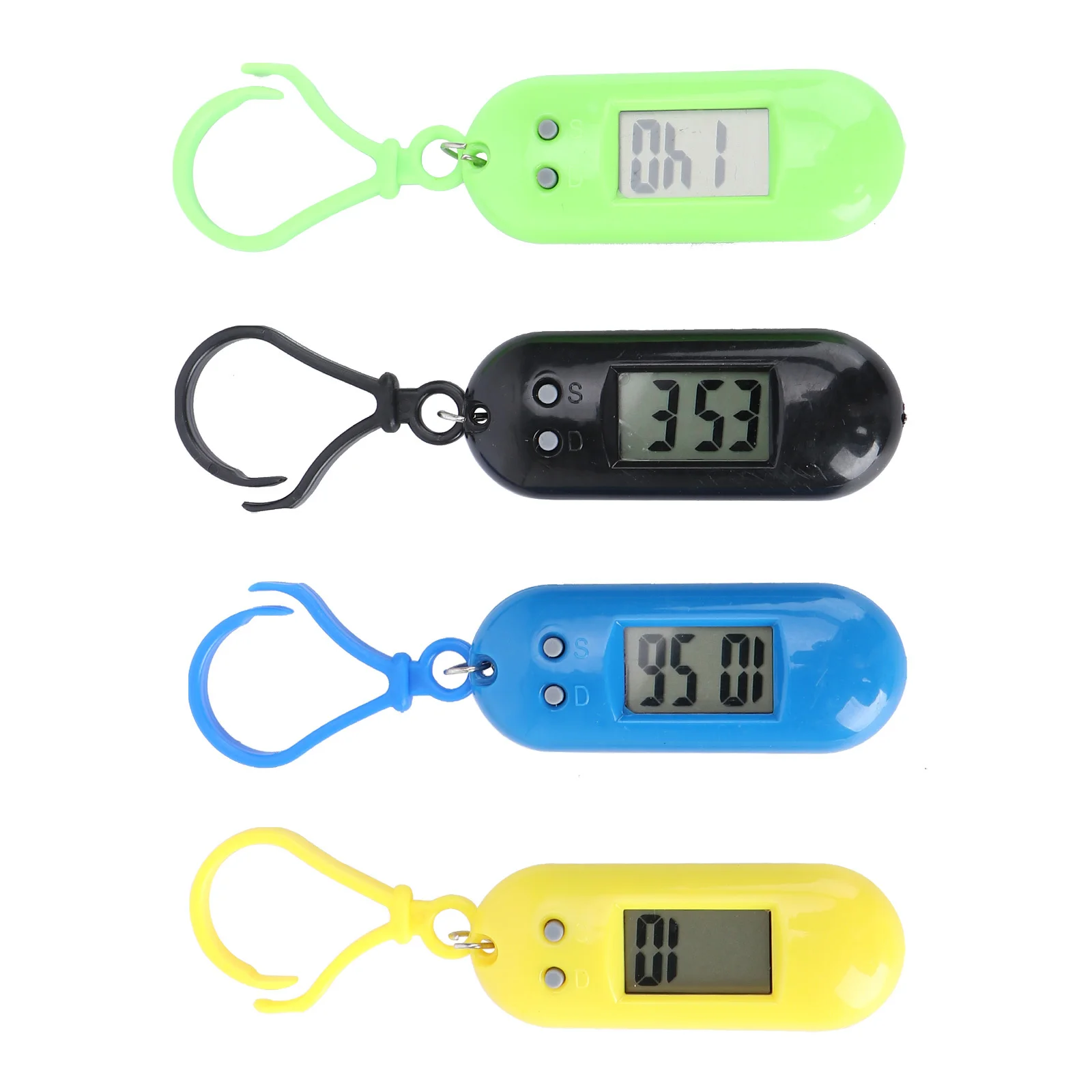 4Pcs Hanging Pocket Watch Keychain Easy Read Clip-on Clock Small Watch for Students Mixed Color Keychain Clock