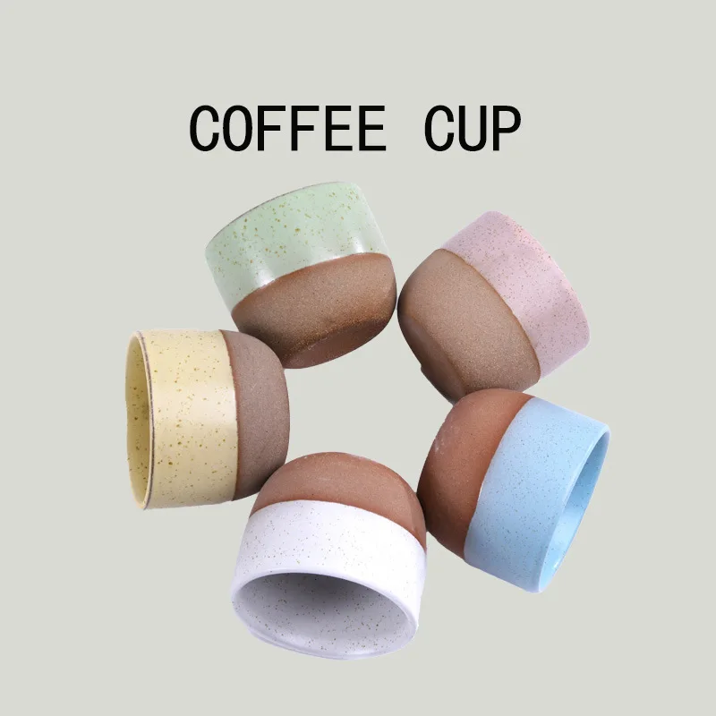 150ml Ceramic Coffee Cup Kiln Retro Style Home Office Handheld Water Cups Kung Fu Tea Cups Rough Pottery Handmade Coffee Mug