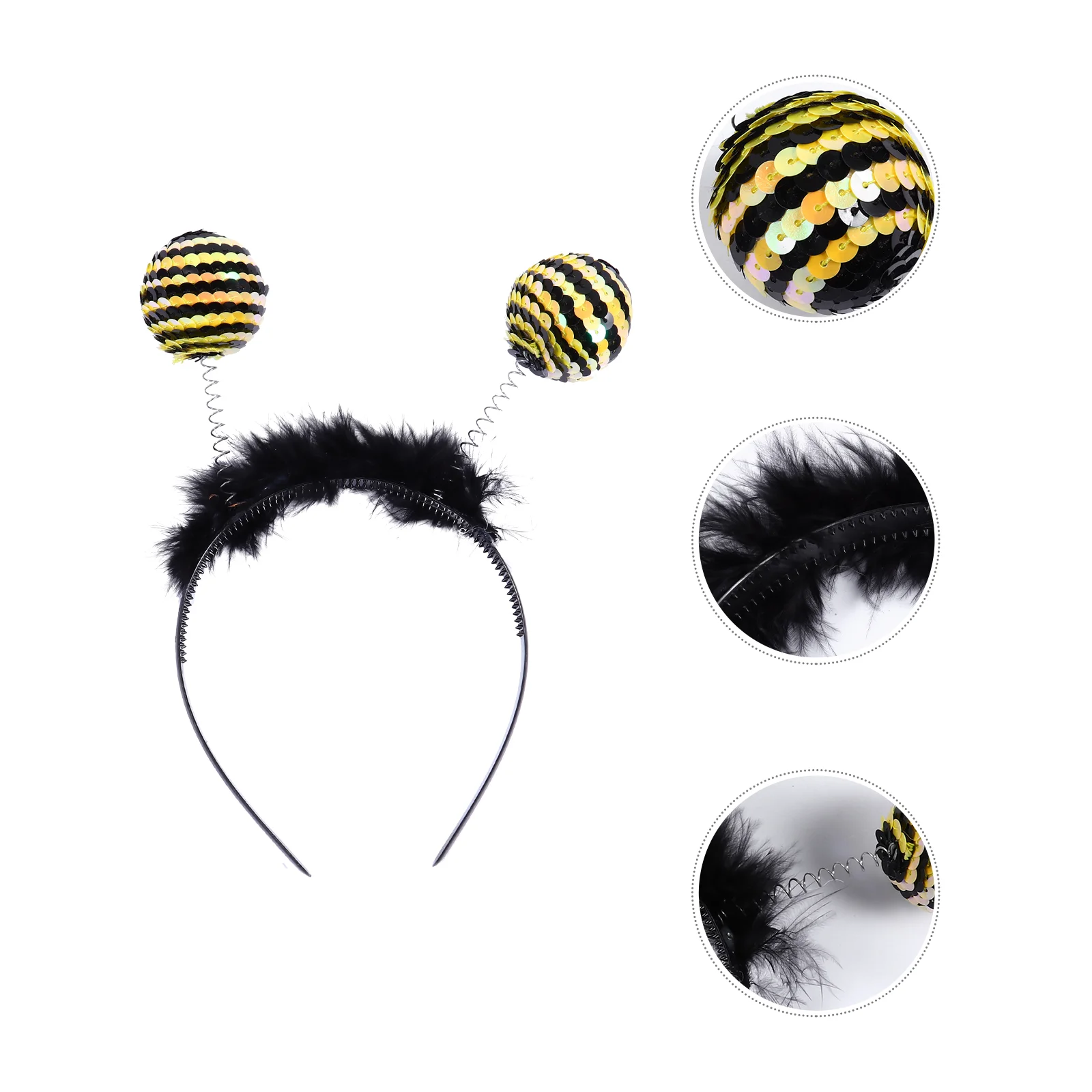 3 Pcs Bee Sequin Headband Antenna Hair Accessories Baby Headbands Cosplay Hairbands Plastic Tentacle Headwear Hoop Travel