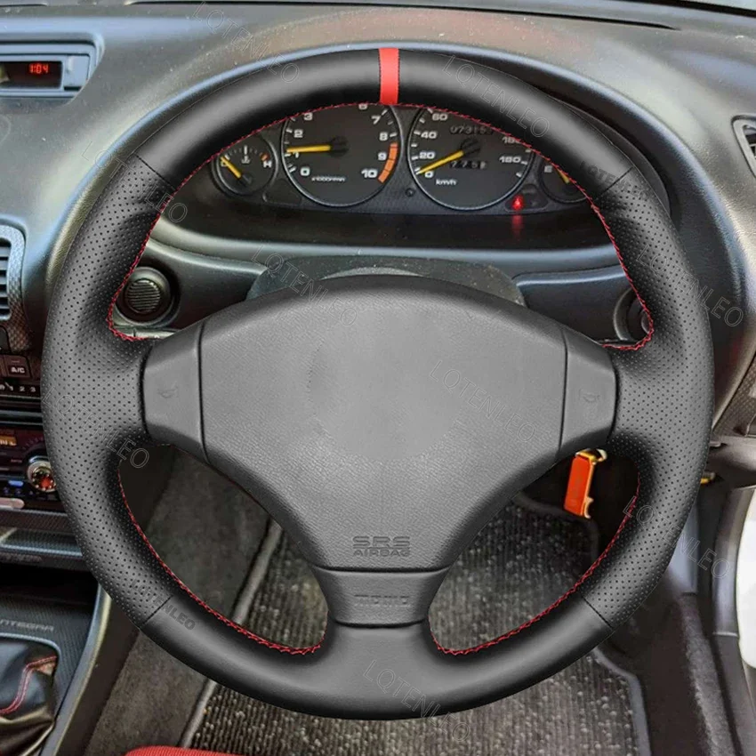 Black PU Faux Leather Soft Car Steering Wheel Cover Braid for Honda Integra Type R DC2 Civic Type R EK9 Accord Type R 1997-2002