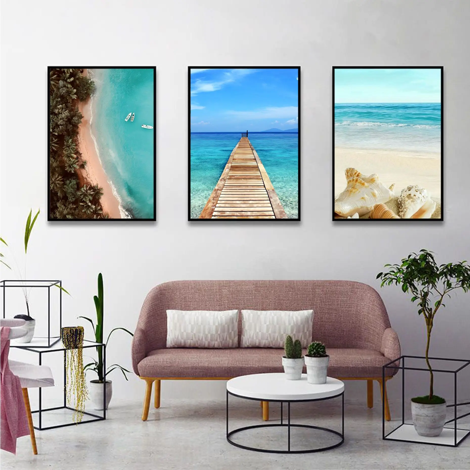 Sea Beach Movie Sticky Posters Vintage Room Bar Cafe Decor Vintage Decorative Painting