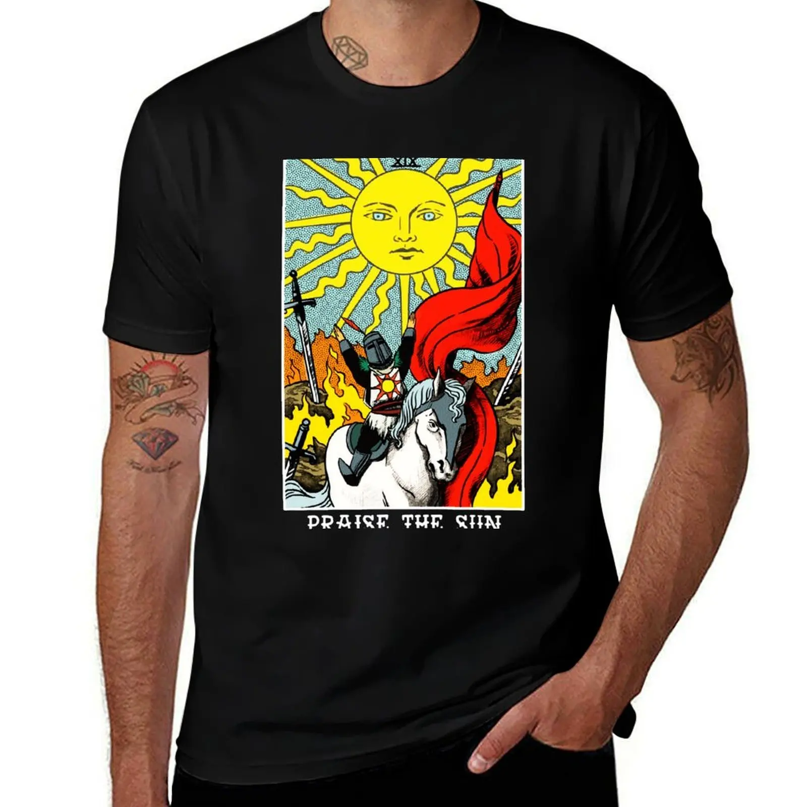 Praise The Sun Tarot T-Shirt Basic Crew Neck Short Sleeve Top T-Shirt