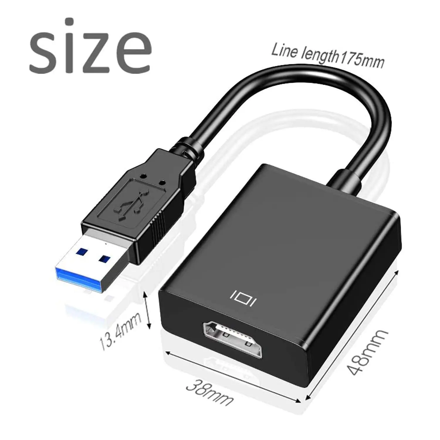 USB to HDTV Adapter USB 3.0/2.0 to HDTV Cable Multi-Display Video Converter- PC Laptop Windows 7 8 10 Desktop Laptop PC Monitor