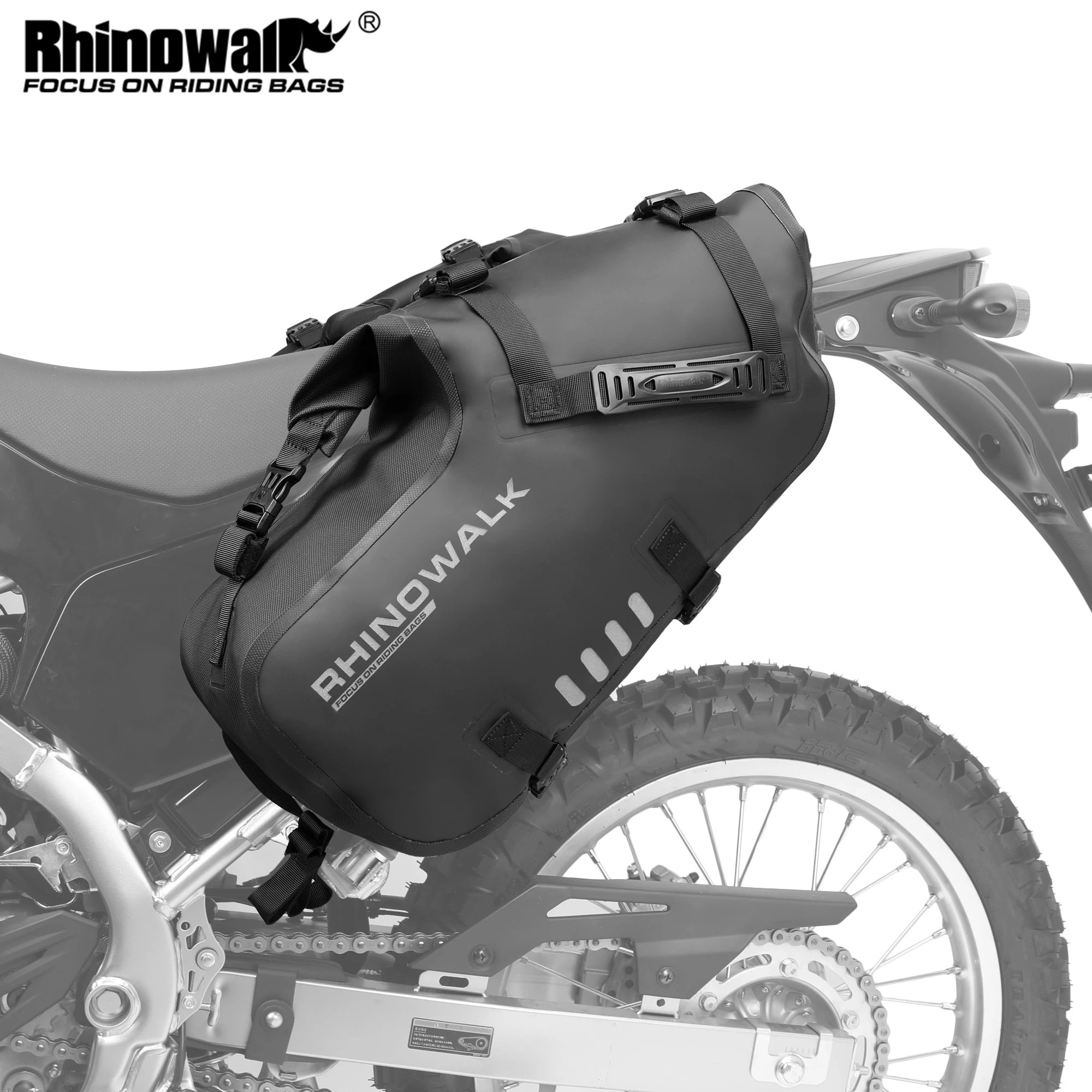 Rhinowalk Motorcycle Side Bag 18L Waterproof Motor Saddlebag Tail Bag Universal Motorbike Riding Side Storage Luggage 2 Pcs