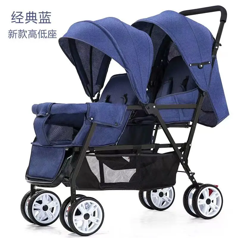 

Twin baby stroller front and back cart big baby double car two wheel stroller can sit down free mail