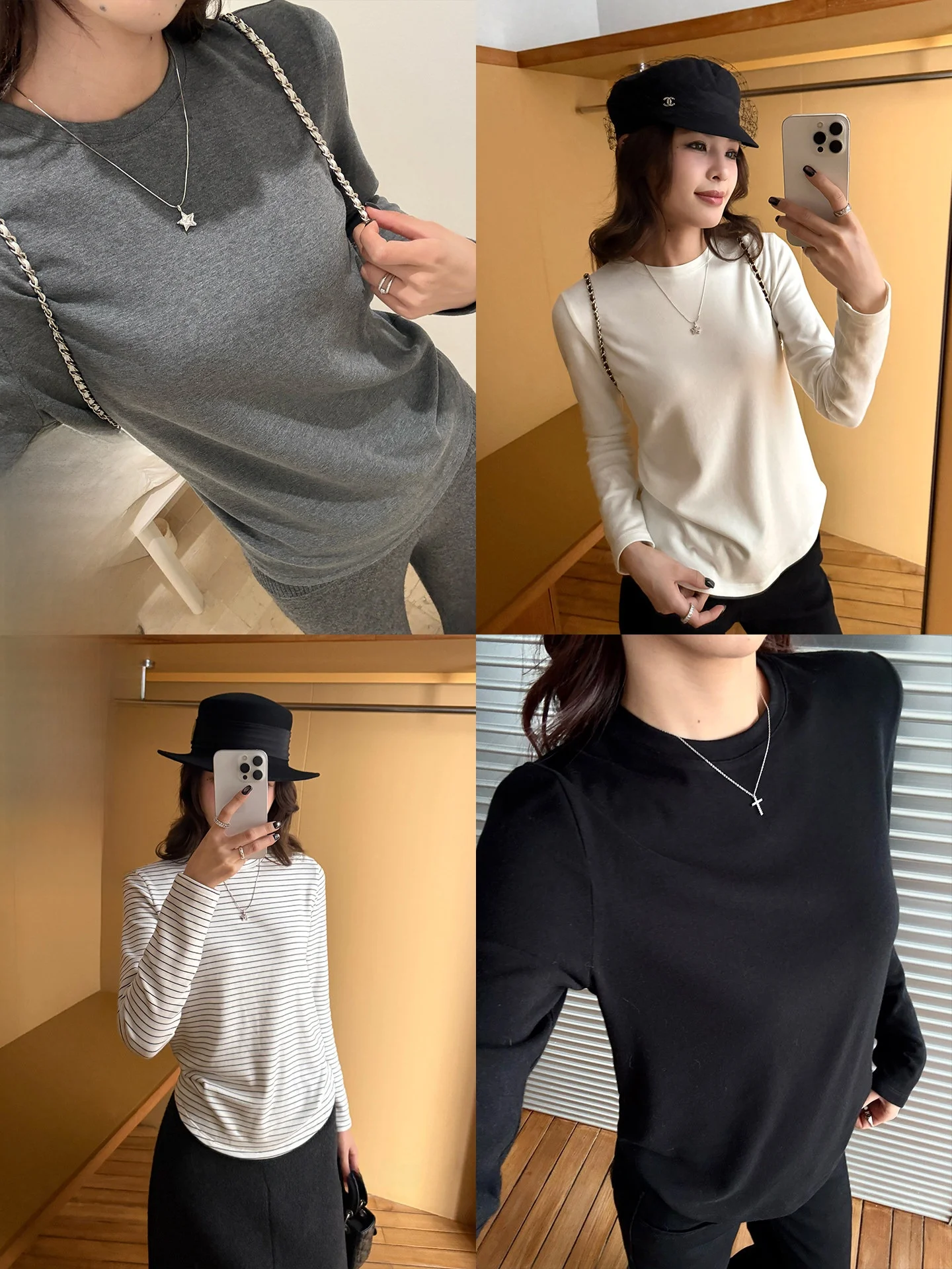 

Xzichic Lulu Women's Fce Lined round Ne Long Sve Thermal Top High Elastici Skin-friendly Casual Knitted T-irt