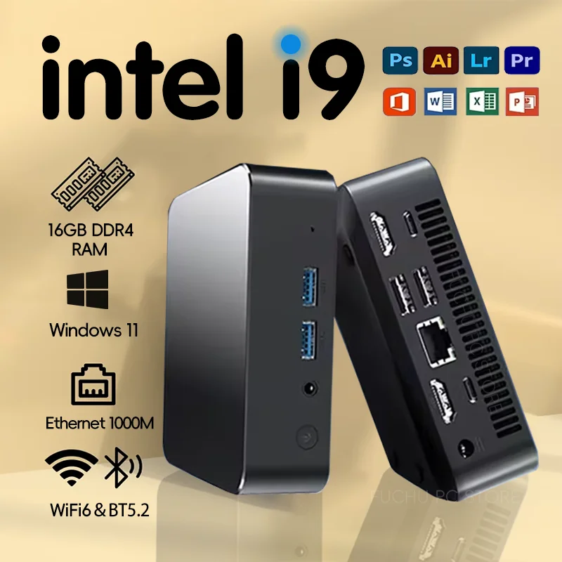 

2025 Мини-ПК Windows 11 Intel Core i9 8950HK 16 ГБ ОЗУ 2048 ГБ SSD MiNi PC Dual WIFI 6 BT5.2 4K HD Mini Gaming P