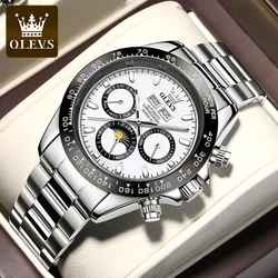 OLEVS 6654 Automatic Mechanical Watches for Men Stainless Steel Strap Luxury Brand Luminous Waterproof Moon Phase Man Wristwatch