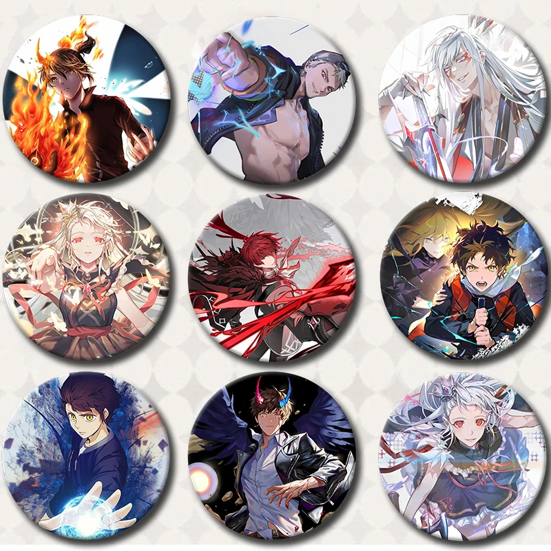 

58mm HD Print Brooch Tower of God Anime Badge Cartoon Round Display Brooches Twenty-fifth Bam Khun Aguero Agnis Lapel Pins