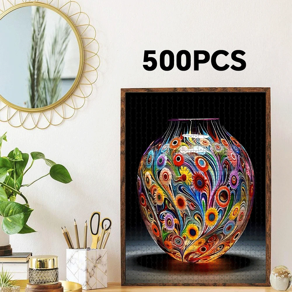 1000/500pcs 3D Large-Scale Marble/Mosaic Vase Jigsaw Puzzle - Color-Coded Pieces for Adults &, DIY Brain Teaser Game, Intermed image 3