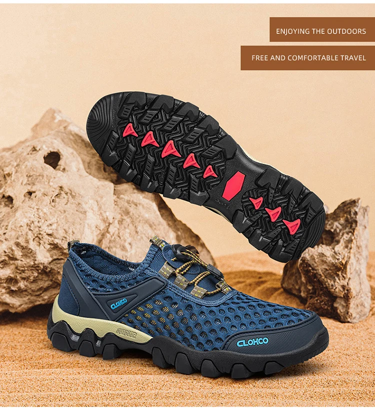 CLOHOO Mesh Shoes Thick Rubber Sole Handmade Cold Glue Casual Outdoor Sports Men's Shoes Breathable Comfortable Summer Sandals