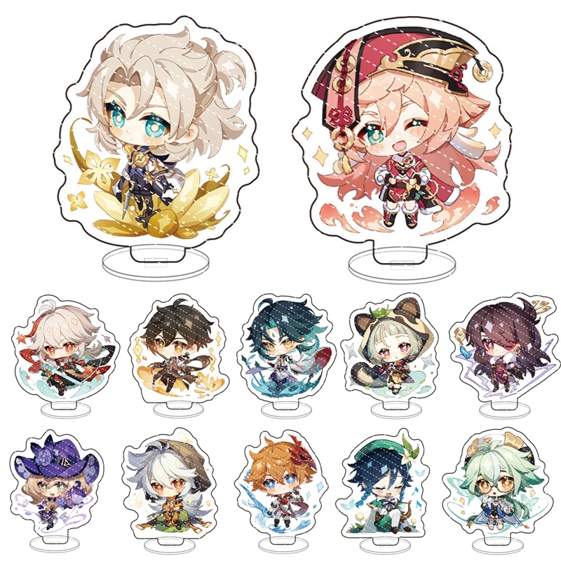 8cm Genshin Impact Anime Characters Cosplay Acrylic Figure Stand Creative Character Model Desk Decor Standing Sign Collection