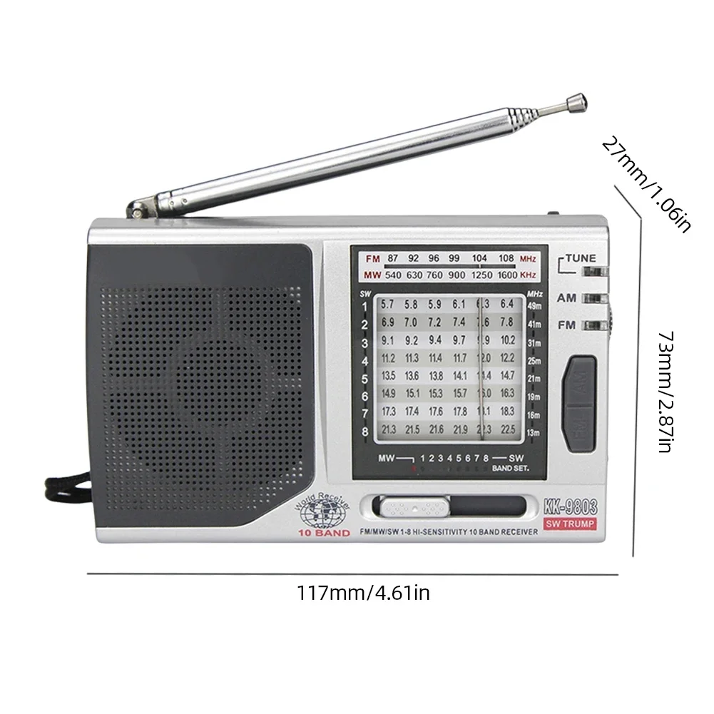 Hot Sales Classic Portable Full Band For AM FM SW Pointer Radio Silver Version For Elderly Use Speaker Portable Practical Radio