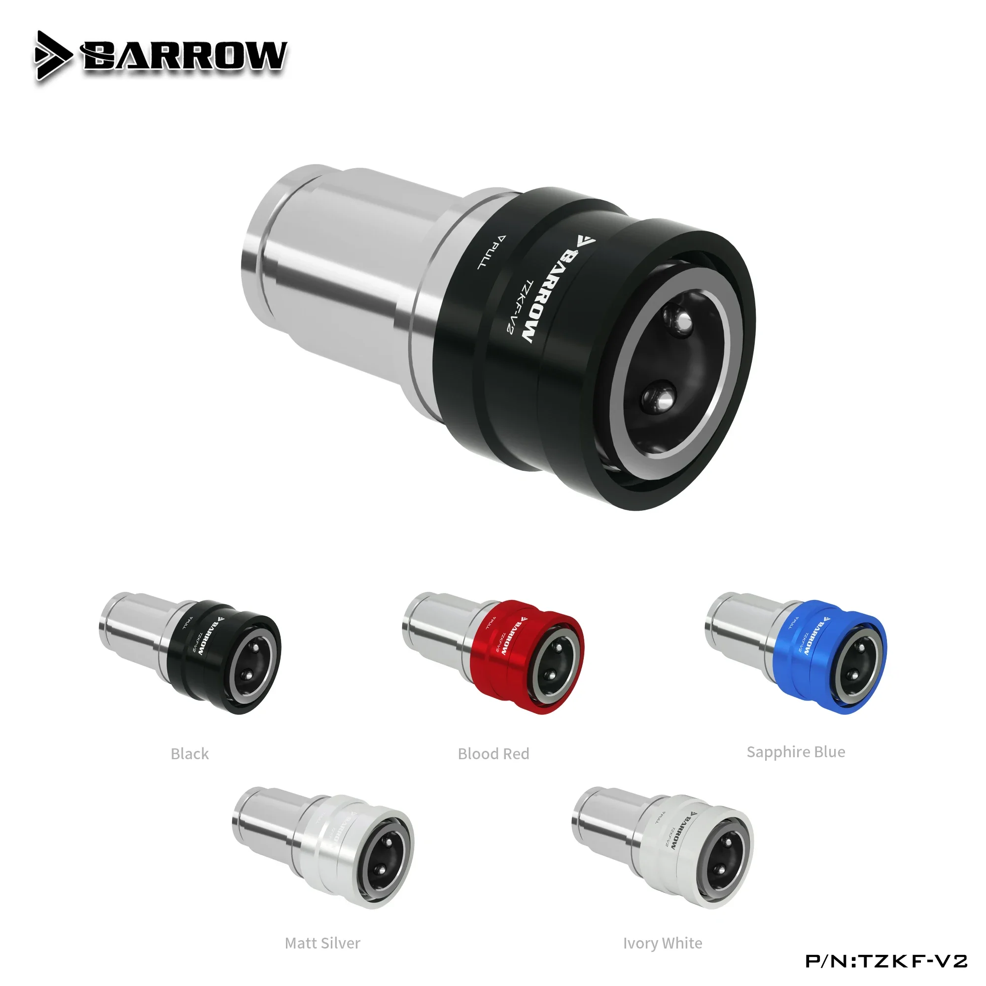 Barrow TZKF-V2 Black Silver Water Cooling Fittings Sealing Quick Coupling Female Connector