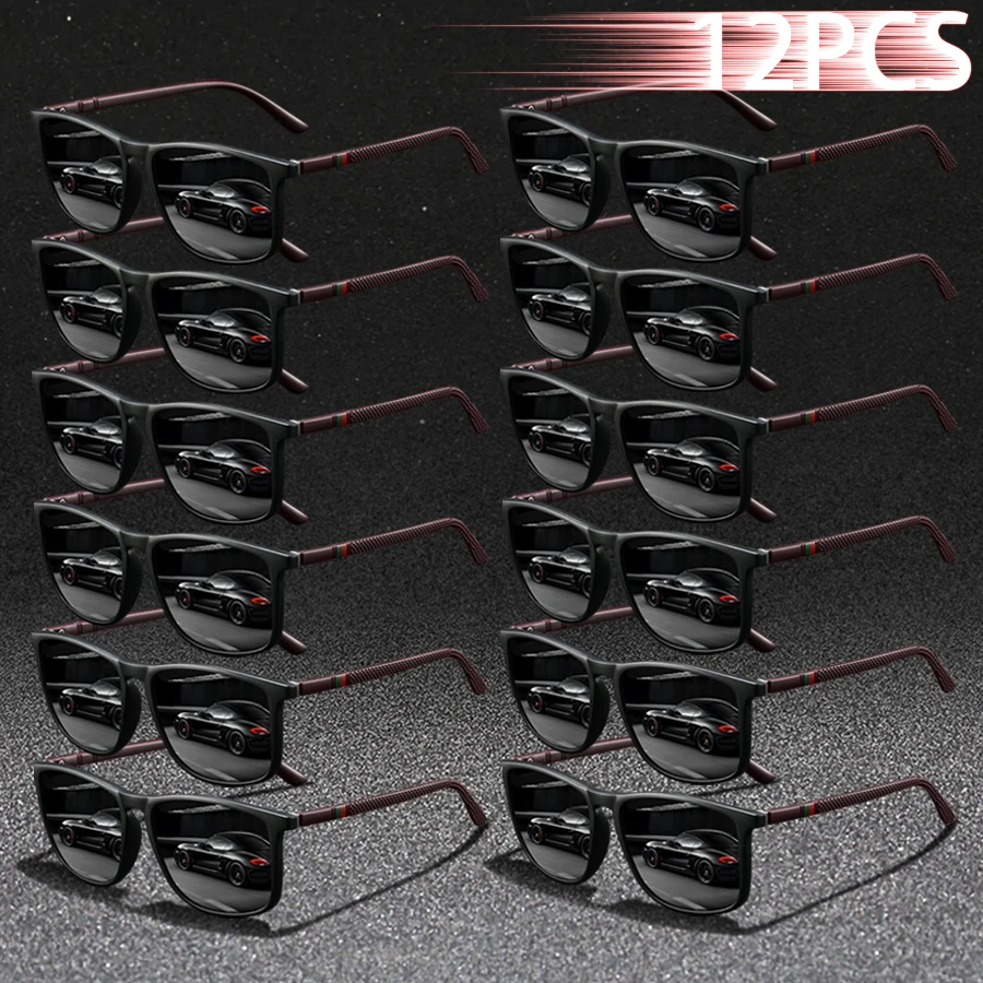 

12PCS Fashion square UV400 Sunglasses Men Women Driving Fishing Hiking Colorful Trendy Lightweight Outdoor Goggles
