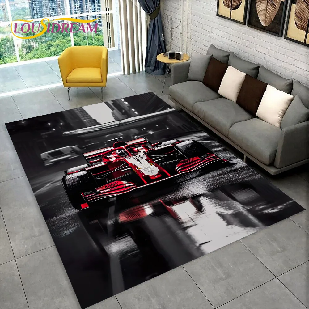 Racing Vehicle Car Racer Cartoon Carpet Rug for Home Living Room Bedroom Sofa Doormat Decor,kid Play Area Rug Non-slip Floor Mat