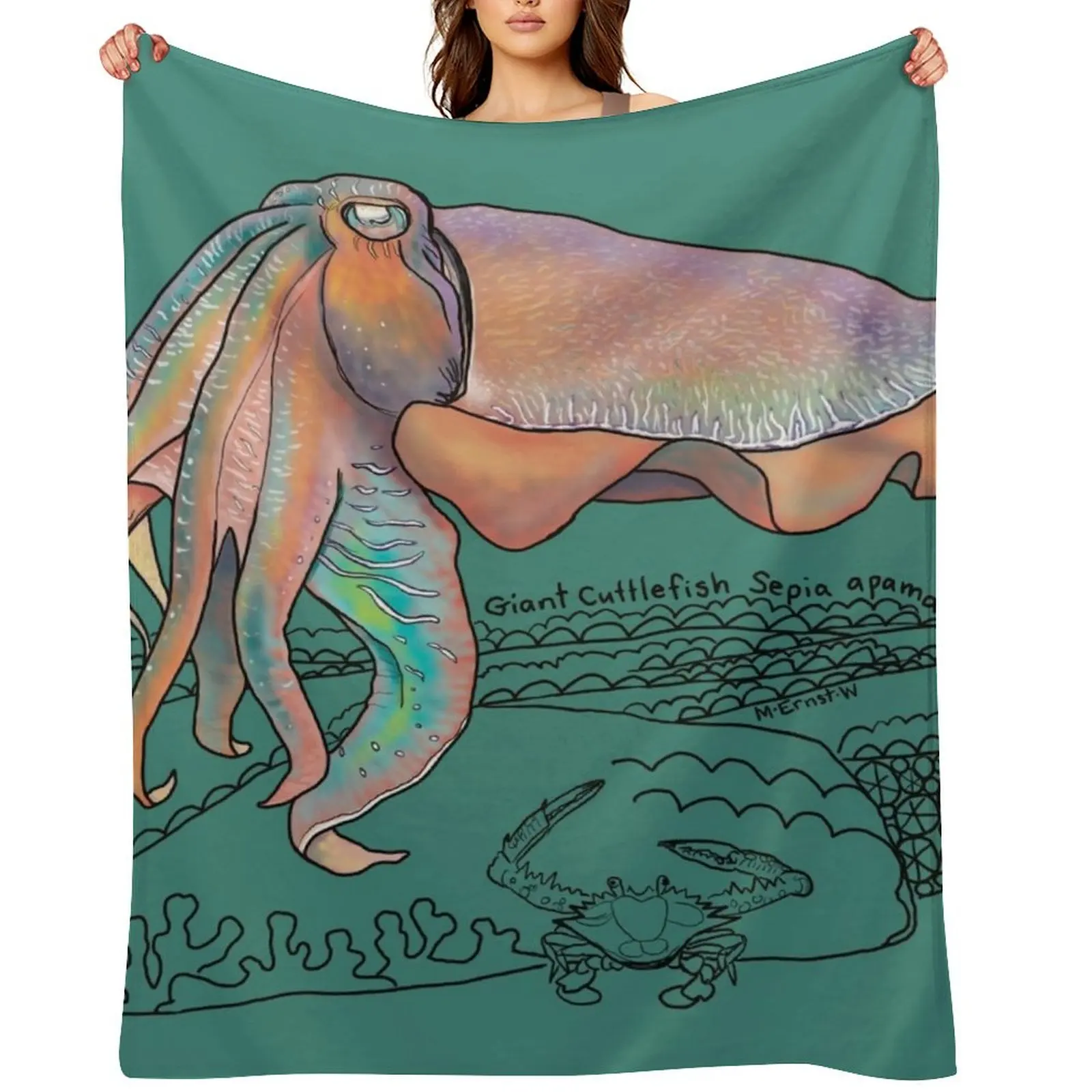 

Giant Cuttlefish Doodle Throw Blanket Sofa Throw christmas decoration Thermals For Travel cosplay anime Blankets