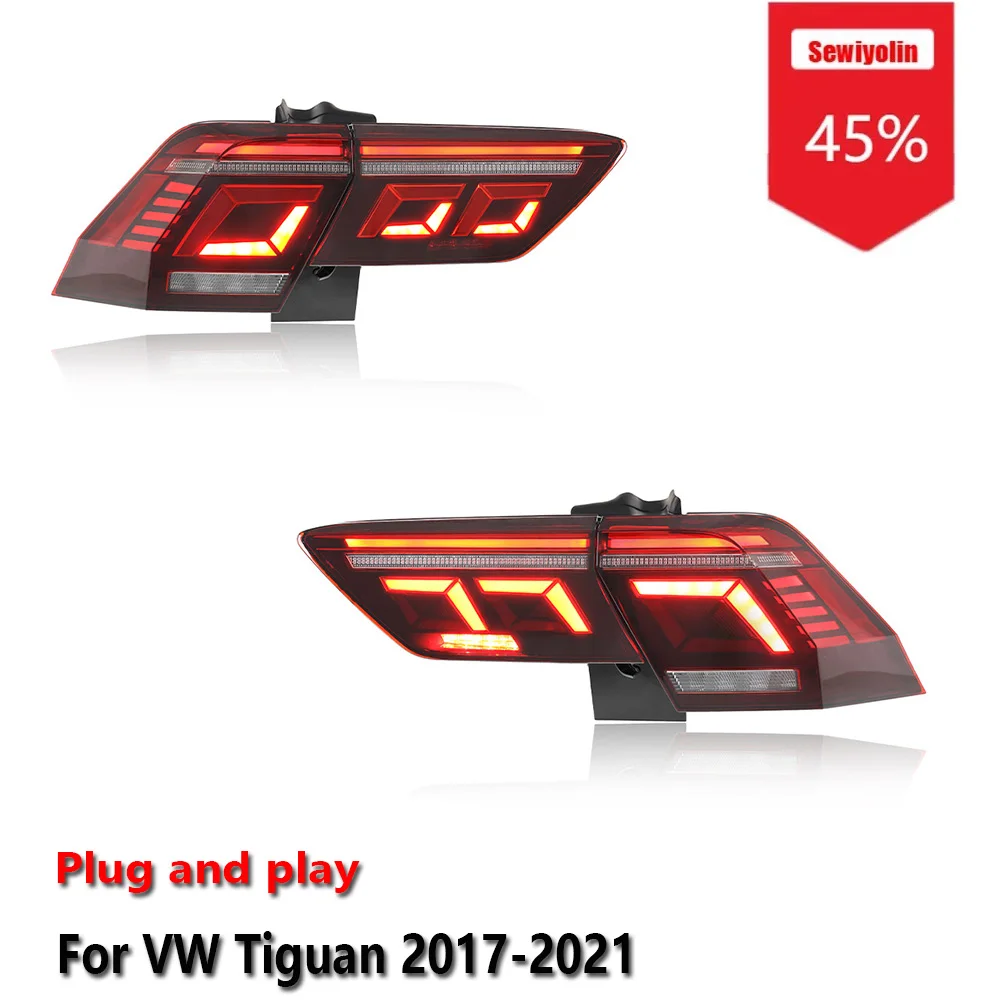 

Sewiyolin Car LED Tail Light Accessories For VW Tiguan 2017-2021 DRL Brake Turn Signal Lamp Plug and Play
