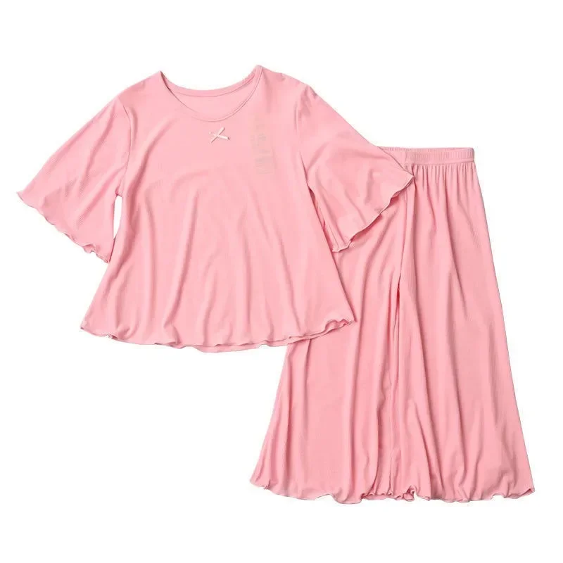Conjuntos de Verano para Niñas, Conjunto de Manga Corta de Seda de Hielo, 2 Piezas, Ropa para el Hogar, 2-10 Años, Pijamas de Color Puro para Niñas